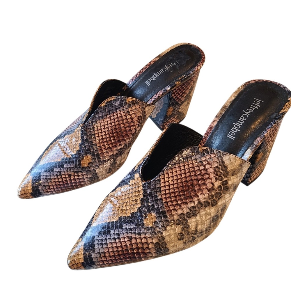 Jeffrey Campbell Pointed Toe Heel Snakeskin Mules Slip On Size 11 Womens